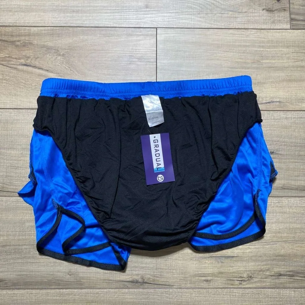Gradual Mens Built In Brief Athletic Shorts Size XXL Blue And Black‎